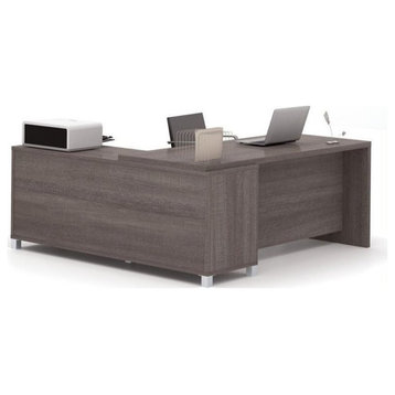 Bowery Hill Modern Wood L-Shaped Home Office Desk in Bark Gray