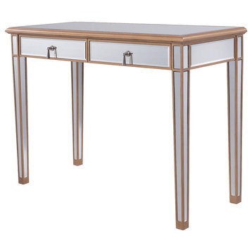 2 Drawers Dressing Table 42"x18"x31", Gold Paint