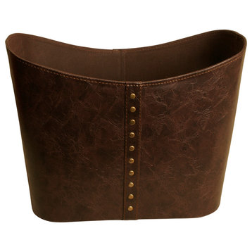 Wald Imports Brown Faux Leather Decorative Storage/Organizer Basket