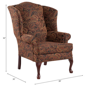 Paisley Wingback Chair, Red