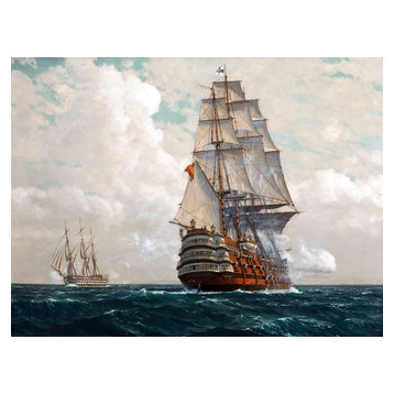 Tile Mural Seascape Ship Sea By Michael Zeno Diemer, 6"x8", Glossy