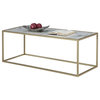 Convenience Concepts Gold Coast Faux Marble Top Coffee Table in Gold Metal Frame