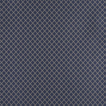 Blue And Beige Diamond Jacquard Woven Upholstery Fabric By The Yard