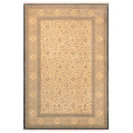 Bareens Designer Rugs - Turkish Knotted Istanbul Michele Tan/Green Wool Rug 6'2'' x 9'1'' - Designed with a mesmerizing intricate traditional motif this glorious hand knotted rug is a masterpiece that will fill any space with sophistication and grace. An exhilarating color pallet with an elaborate design, this masterpiece features luxurious hand spun wool with all vegetable dyes to add comfort and style to your decor. The design, color and beautiful chromatic composition with a sheen in traditional and transitional designs, exude beauty, elegance and quality make this rug a masterpiece of its own.