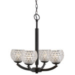 Woodbridge Lighting - Mirage 4-Light Pendant Chandelier, Bronze, Clear Crystal Ball, Halogen G9 - A chandelier provides a wonderful opportunity to let your style take center stage and to set the tone of your space. Hang our Mirage 4-Light Chandelier above your formal dining table or in a grand entryway to welcome guests as they arrive. This fixture will draw the eyes up and illuminate your space in stylish appeal.