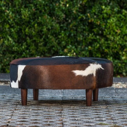 Round Cowhide Ottomans - Footstools And Ottomans