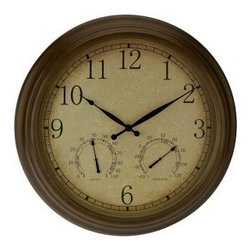 3 N 1 Outdoor Clock with Thermometer and Hyrgrometer - Outdoor Wall Art