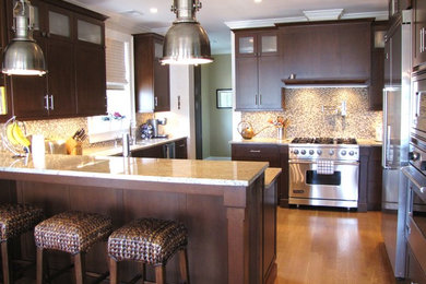Example of a trendy kitchen design in New York