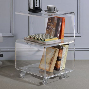 Modern Glass and Lucite Side End Tables