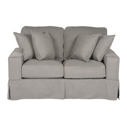 Sunset Trading Americana Loveseat - Slip Cover Set Only  - Performance Gray - Slipcovers And Chair Covers