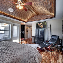 Master Bedroom With Vaulted Wood Ceiling Traditional