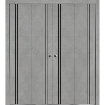 Double Bi-fold Doors | Planum 0016 Concrete with  | Sturdy Tracks