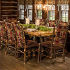 Rustic Hickory Trestle Dining Table With 8 Side Chairs
