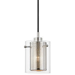 Hudson Valley Lighting - Elanor 1-Light Pendant, Polished Nickel - Elanor's light peeks through perforated metal. A glass shade completes the subtle allure.