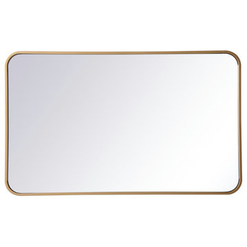 Soft Corner Metal Rectangular Mirror 22X36", Brass