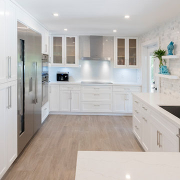 Transitional White Kitchen & Bath