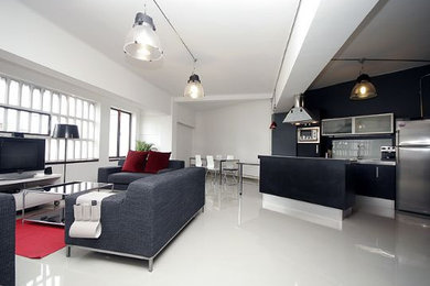 Exemple d'une salle de séjour moderne.