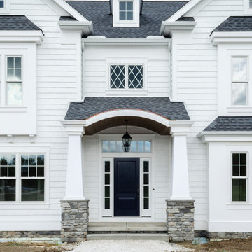 Front Entry Way with Traditional Transom and Side-Lights
