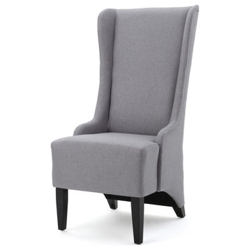 GDF Studio Sheldon Traditional Design High Back Fabric Dining Chair, Light Gray