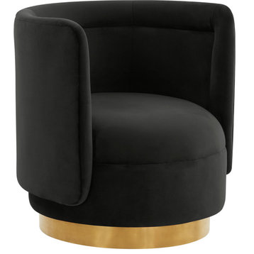 Remy Velvet Swivel Chair Black