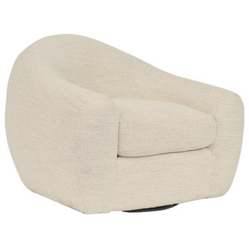 Molly Upholstered Swivel Accent Chair in Pearl