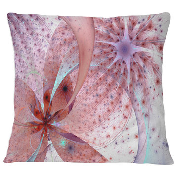 Red and Blue Symmetrical Fractal Flower Floral Throw Pillow, 18"x18"