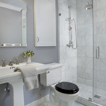 final stall shower next to toilet