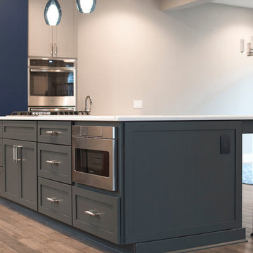 Kitchen island with drawer microwave