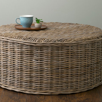 East At Main's Bromley Gray Rattan Round Coffee Table