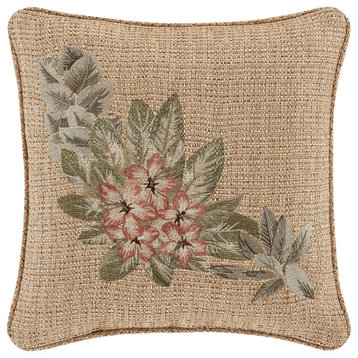 Five Queens Court Martina 18" Square Embellished Decorative Throw Pillow