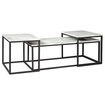Ashley Furniture Donnesta Wood Occasional Table Set in Gray and Black