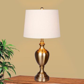 Urn Metal Table Lamps, Plated Antique Gold, 30"