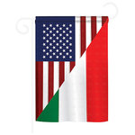 Breeze Decor - US Italian Friendship 2-Sided Impression Garden Flag - Size: 13 Inches By 18.5 Inches - With A 3" Pole Sleeve. All Weather Resistant Pro Guard Polyester Soft to the Touch Material. Designed to Hang Vertically. Double Sided - Reads Correctly on Both Sides. Original Artwork Licensed by Breeze Decor. Eco Friendly Procedures. Proudly Produced in the United States of America. Pole Not Included.