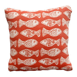 School Of Fish Persimmon Accent Pillow - Decorative Pillows