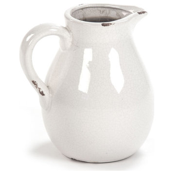 Distressed Crackle Pitcher - Distressed Crackle White, Large
