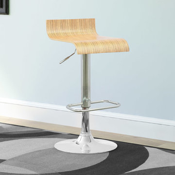 Curved Seat Adjustable Barstool, Light Bentwood, Set of 2