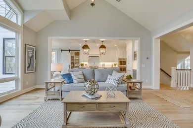 Design ideas for a beach style family room in Minneapolis.