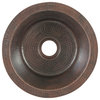 12" Round Hammered Copper Bar Sink With 2" Drain Size, Oil Rubbed Bronze