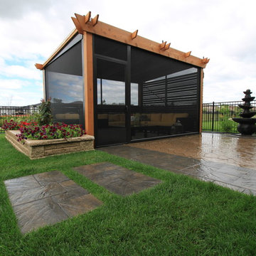 Screen in wooden pergola