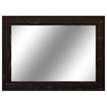 Herringbone Vanity Mirror, Kettle Black, 24"x30", Non-Distressed, Heavy Duty Saw