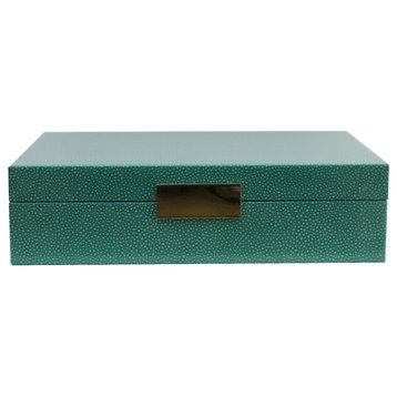 Addison Ross Large Green Shagreen Lacquer Box With Gold