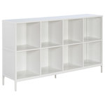 OSP Home Furnishings - Ace 8 Cube Bookcase/Storage in White - Solve your practical storage solution in style with our wood and metal storage bookshelf! With 13" x 13" cube shelves, this bookshelf is the perfect size for storing books or plastic tubs. The woodgrain finish and perforated metal sides give it a modern industrial style and that will elevate any room and the sturdy metal frame with center support will add long-lasting durability and strength.