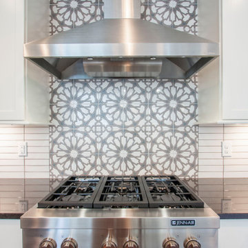 Handpainted Tiles Statement Backsplash in Persian Star