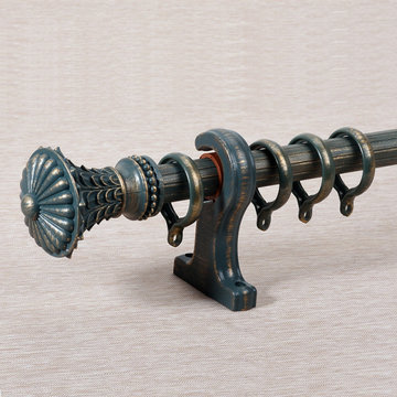 QYR4120 1-1/8" Antique Black White Green Tower Finial Aluminum Alloy Single Doub