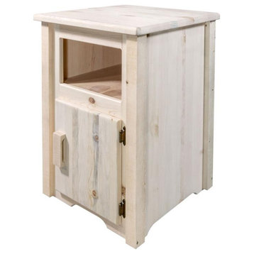 Montana Woodworks Homestead Solid Wood End Table with Door in Natural Lacquered