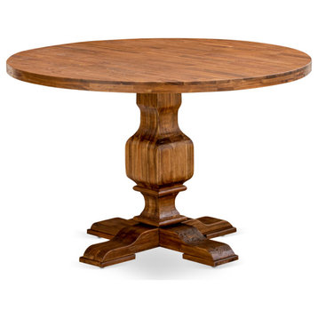 Irving Dining Table, Rustic Rubberwood Table, Sandblasting Antique Walnut Finish