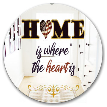 Designart Home Is Where The Heart Is Cabin And Lodge Round Wall Mirror, 32x32