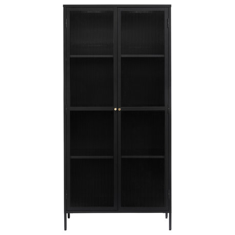 75" Contemporary Glass & Metal Display Cabinet in Black