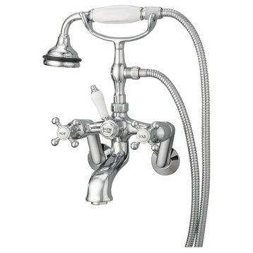 Cheviot Products 5100 Series Wall-Mount Tub Filler, Cross, Porcelain, Chrome