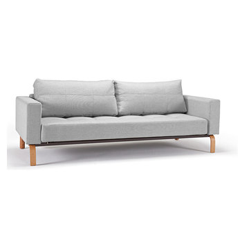 Cassius Deluxe Basic Light Gray Sofa / Lacquered Oak Legs by Innovation USA